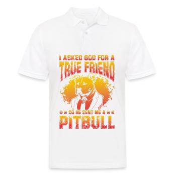 I asked God for a true friend so he sent a Pitbull - Men's Polo Shirt - white - Front - Kai (181cm)