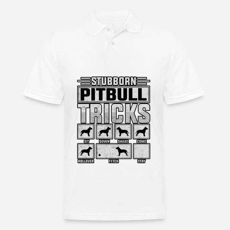 Stubborn pitbull tricks - Männer Poloshirt - Weiß