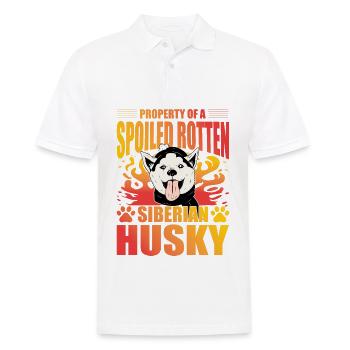 Propriété d’un husky sibérien pourri gâté - Polo Homme - blanc - Devant - Kai (181cm)