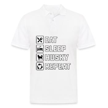 Eat sleep husky repeat - Männer Poloshirt - Weiß - Vorne - Kai (181cm)