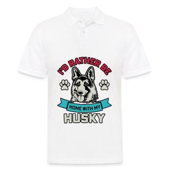 I'd rather be home with my husky - Men's Polo Shirt - white - Front - Kai (181cm)