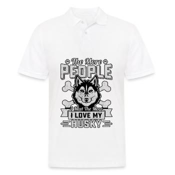 The more people I meet the more I love my husky - Men's Polo Shirt - white - Front - Kai (181cm)