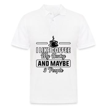 I like coffee my husky and maybe 3 people - Men's Polo Shirt - white - Front - Kai (181cm)