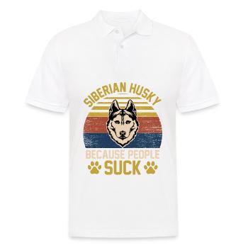 Siberian Husky because people suck - Men's Polo Shirt - white - Front - Kai (181cm)