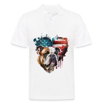 Bulldog anglais États-Unis - Polo Homme - blanc - Devant - Kai (181cm)