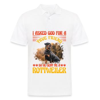 I asked God for a true friend he sent a Rottweiler - Men's Polo Shirt - white - Front - Kai (181cm)