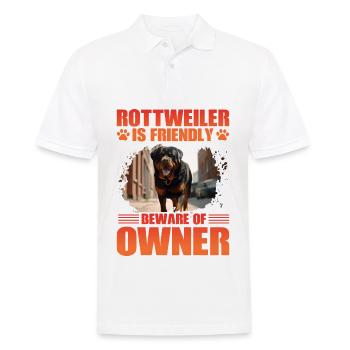 Rottweiler is friendly beware of owner - Männer Poloshirt - Weiß - Vorne - Kai (181cm)