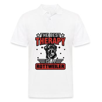 The best therapy is a Rottweiler - Men's Polo Shirt - white - Front - Kai (181cm)