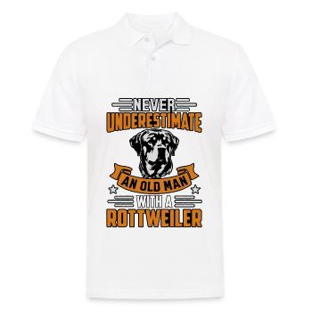 Ne sous-estimez jamais un vieil homme avec un Rottweiler - Polo Homme - blanc - Devant - Kai (181cm)
