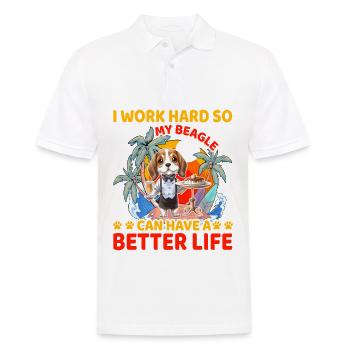 Je travaille dur pour que mon beagle puisse avoir une vie meilleure - Polo Homme - blanc - Devant - Kai (181cm)