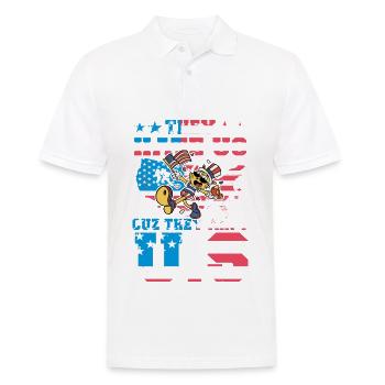 Ils nous détestent parce qu’ils ne sont pas américains. - Polo Homme - blanc - Devant - Kai (181cm)