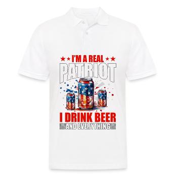 I'm a real Patriot I drink Beer and everything - Men's Polo Shirt - white - Front - Kai (181cm)