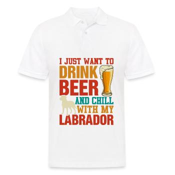 JE VEUX JUSTE BOIRE DE LA BIÈRE ET TRAÎNER AVEC MON LABRADOR - Polo Homme - blanc - Devant - Kai (181cm)
