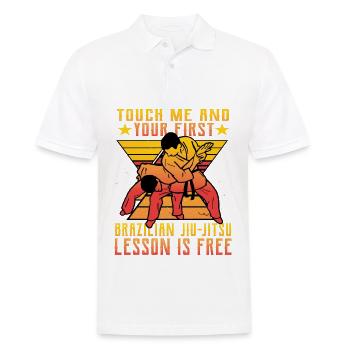Touch me and your first Brazilian Jiu-Jitsu - Männer Poloshirt - Weiß - Vorne - Kai (181cm)