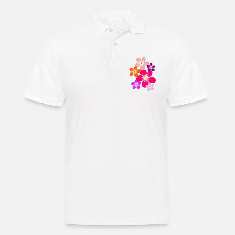 fleurs colorées fleurs fleur vrille fleur floral - Polo Homme - blanc