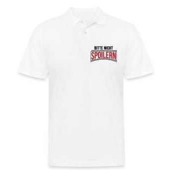 Farben änderbar | Bitte nicht Spoilern - Männer Poloshirt - Weiß - Vorne - Kai (181cm)