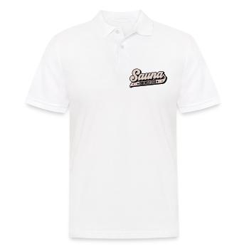 Farben änderbar | Sauna Obensitzer Saunameister - Männer Poloshirt - Weiß - Vorne - Kai (181cm)