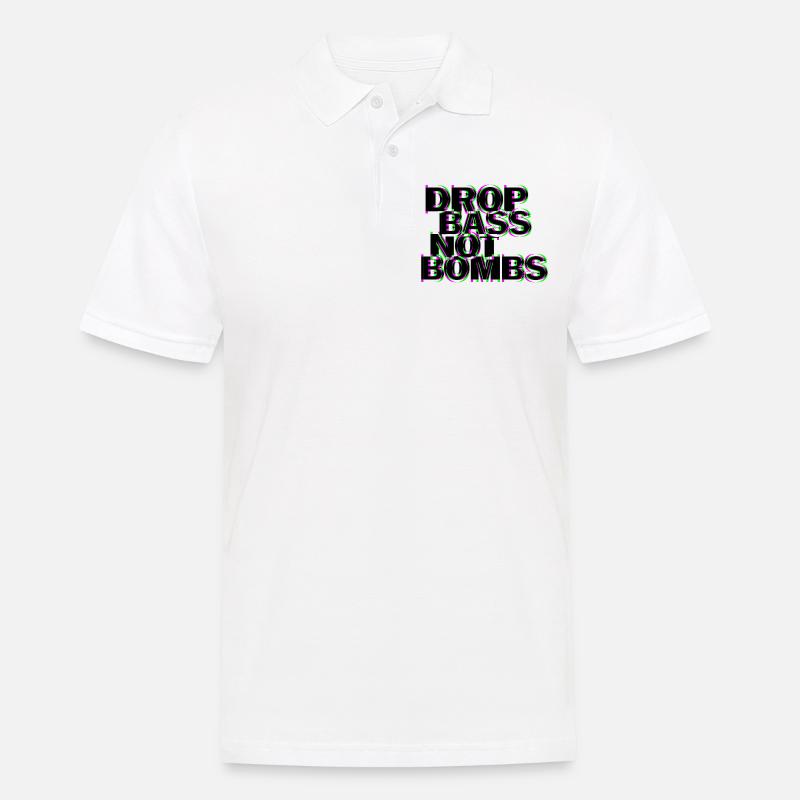 Techno drop bass not bombs - Männer Poloshirt - Weiß