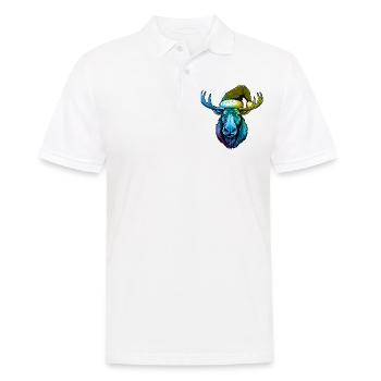 Elch Kopf Weihnachten Portät Bunt - Männer Poloshirt - Weiß - Vorne - Kai (181cm)