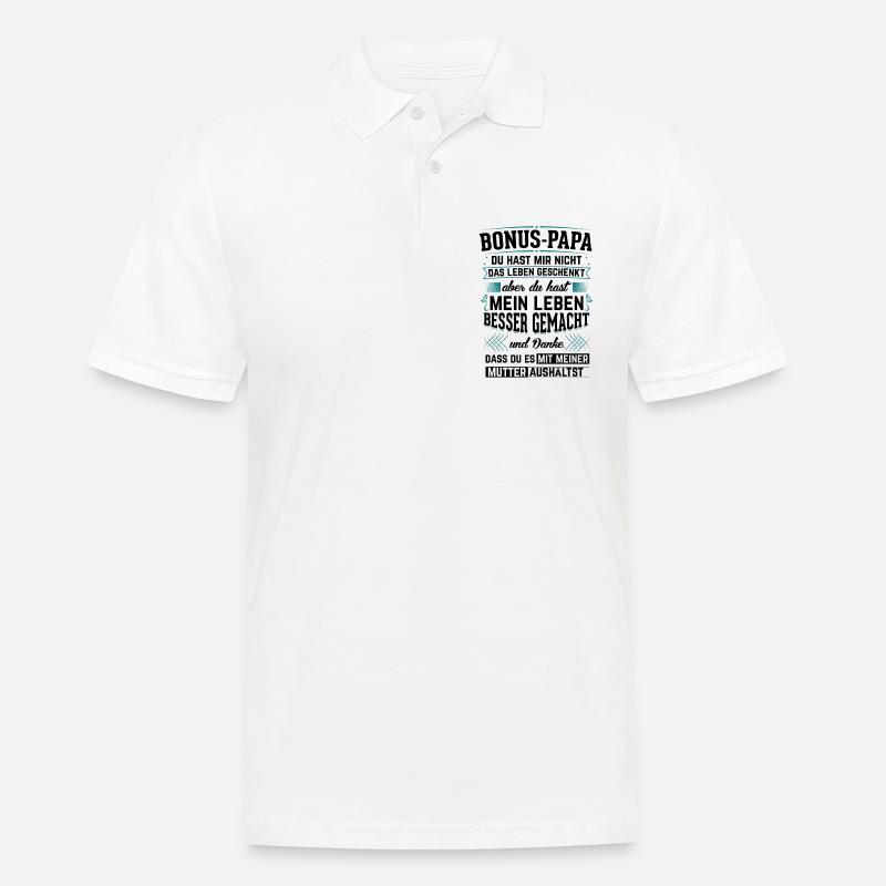 Bonus Papa - Geschenk Stiefvater Geburtstag - Männer Poloshirt - Weiß
