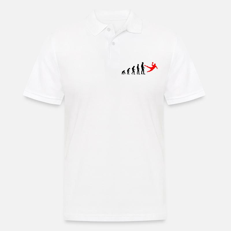 Evolution Handball Shirt Idee Geschenk Schwarz Rot - Männer Poloshirt - Weiß