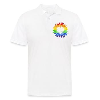 Gay Sunflower - LGBTQ Schwul Sonnenblume - Männer Poloshirt - Weiß - Vorne - Kai (181cm)