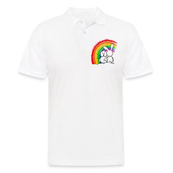 Lapins devant la Pride Arc-en-ciel - Polo Homme - blanc - Devant - Kai (181cm)