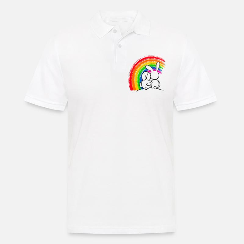 Lapins devant la Pride Arc-en-ciel - Polo Homme - blanc