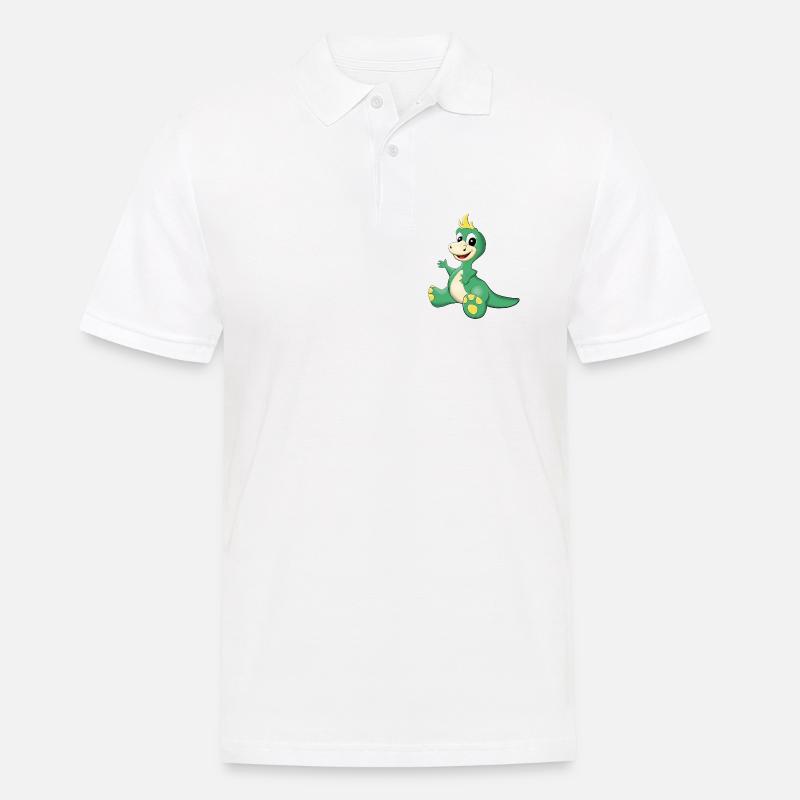 sitzender süßer Dino - Männer Poloshirt - Weiß