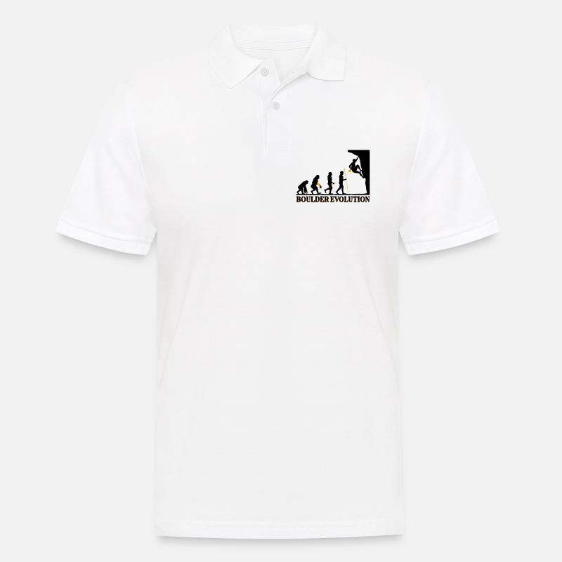 Boulder Evolution Klettern Bergsteigen Spruch - Männer Poloshirt - Weiß