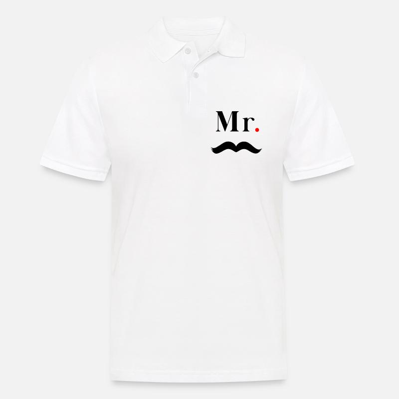 Herr Schwarzer Schnurrbart - Männer Poloshirt - Weiß