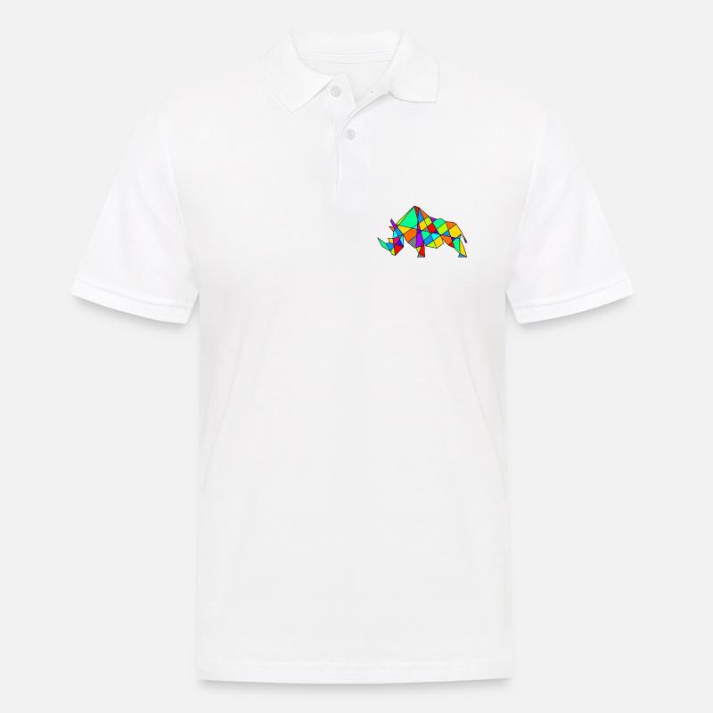 Geometrisches Kamel Puzzle Neonfarben - Männer Poloshirt - Weiß