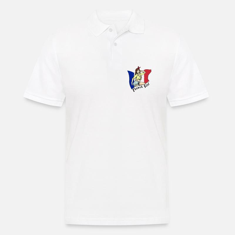 Frankreich Mädchen Flaggen Design - Männer Poloshirt - Weiß