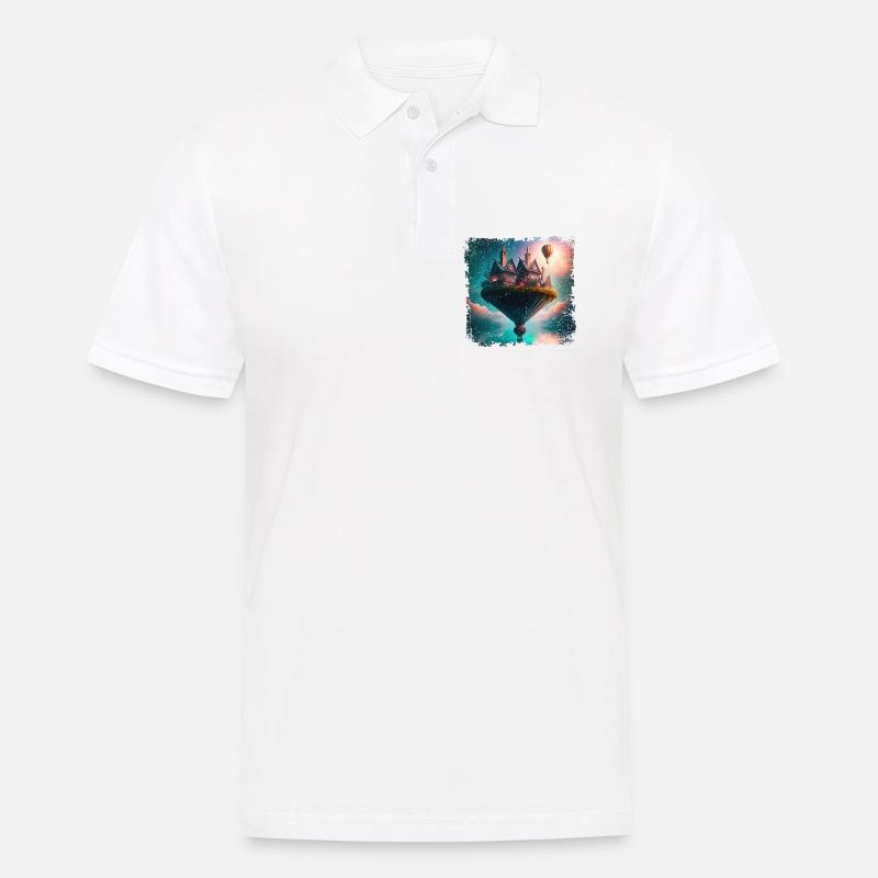 Fantasy schwebendes Dorf - Männer Poloshirt - Weiß