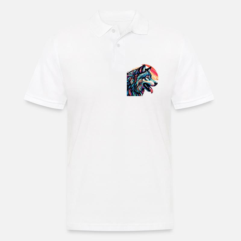 Wolf - Männer Poloshirt - Weiß