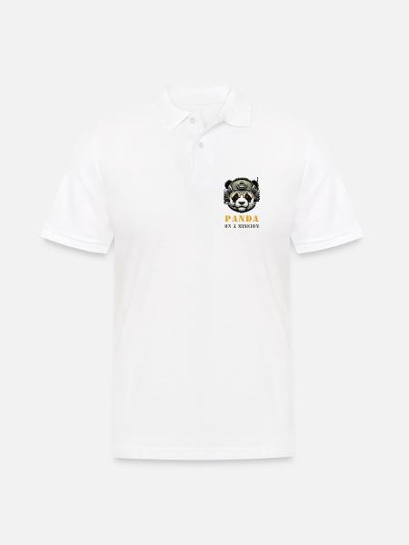 Panda in Mission / Military - Men's Polo Shirt - white