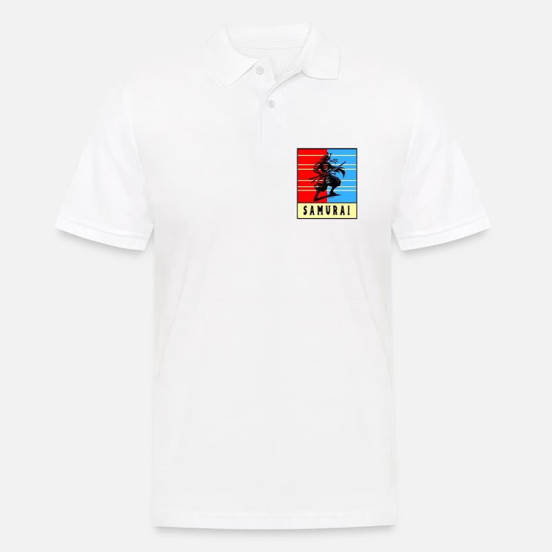 Retro Samurai Warrior - Männer Poloshirt - Weiß