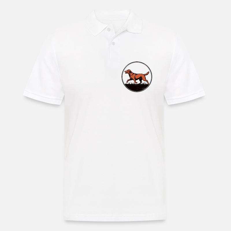 Fox Red Lab Silhouette – Circular Badge - Männer Poloshirt - Weiß