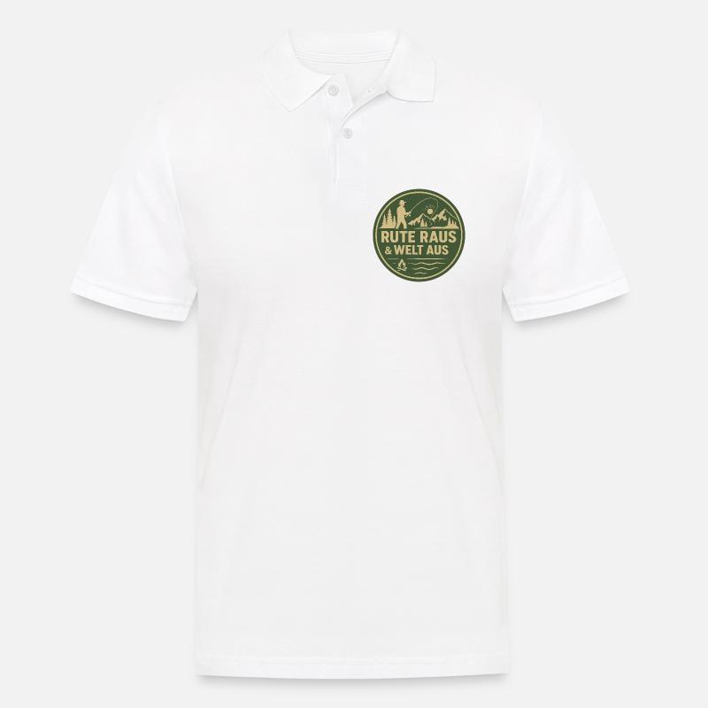 Rute Raus & Welt Aus Patch - Männer Poloshirt - Weiß