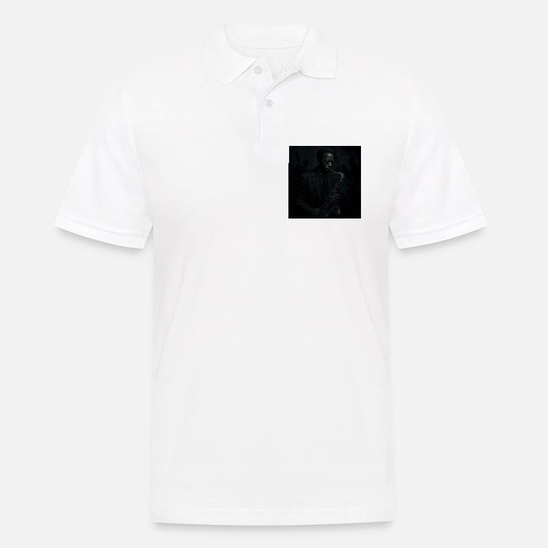 Deep Black Night Saxophon - Männer Poloshirt - Weiß