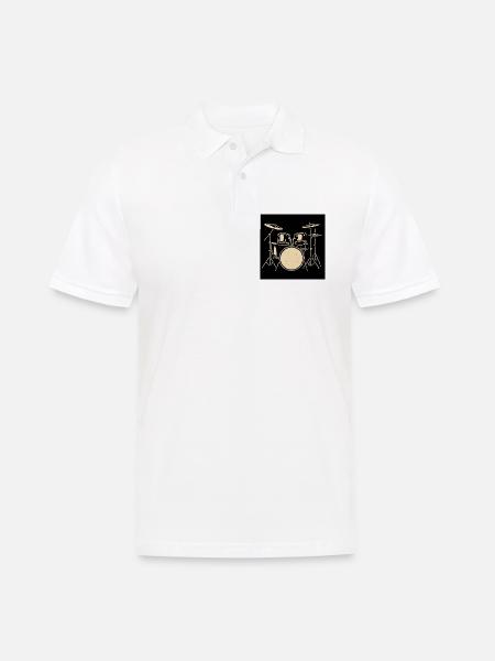 Black Silver Drumset Illustration - Men's Polo Shirt - white