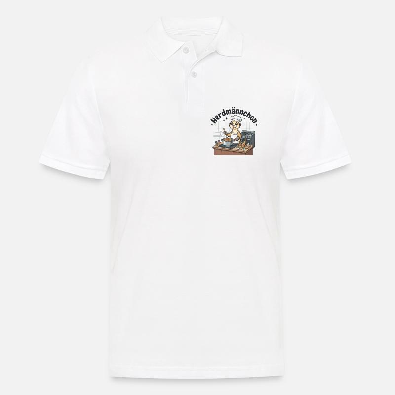 Herdmännchen Koch Erdmännchen am Herd  - Männer Poloshirt - Weiß