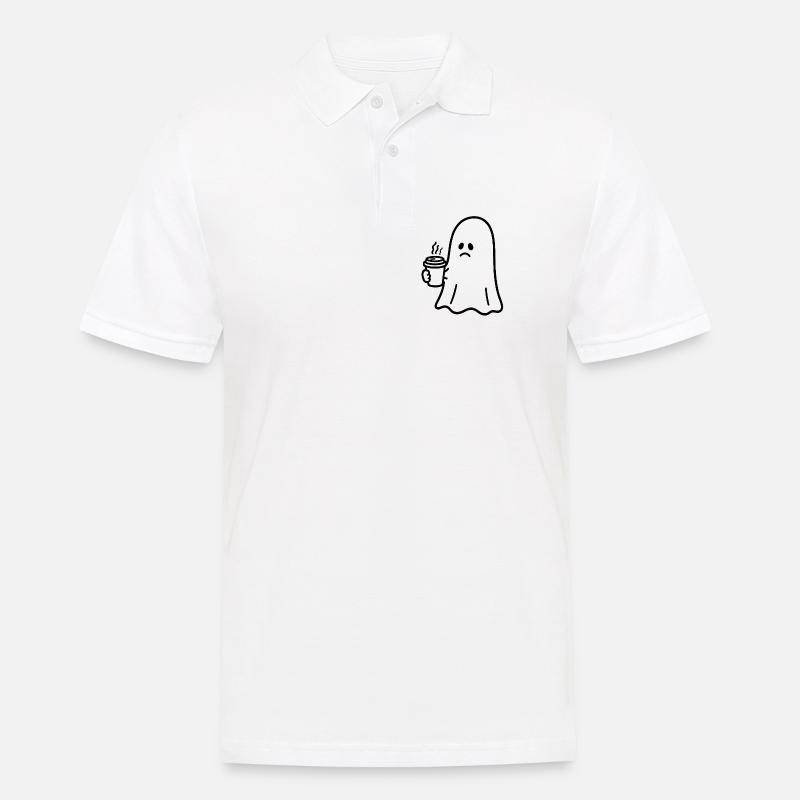 Geist Kaffee Halloween Süßes oder Saures - Männer Poloshirt - Weiß