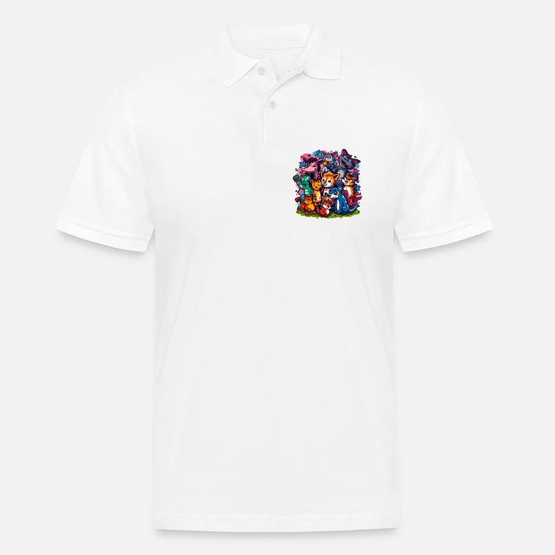 Cartoonfarben der Tiergruppe - Männer Poloshirt - Weiß