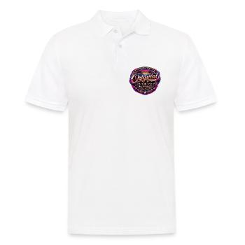Insigne rétro Neon Synthwave des années 1980 Original 1986 - Polo Homme - blanc - Devant - Kai (181cm)