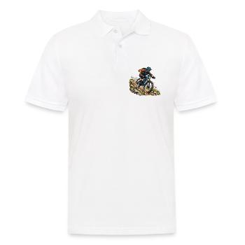 Mountainbike Abenteuer für MTB Fahrer - Männer Poloshirt - Weiß - Vorne - Kai (181cm)