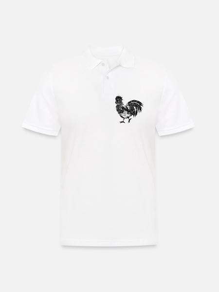 kunstvoll verzierter Hahn Schwarz Weiß - Männer Poloshirt - Weiß