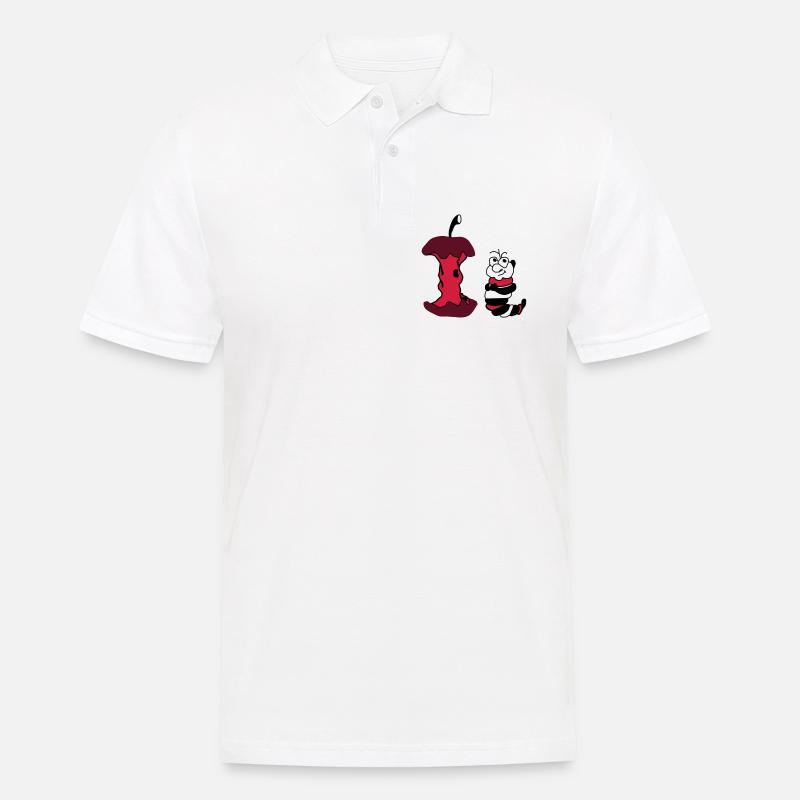 Apfel und Wurm - Männer Poloshirt - Weiß