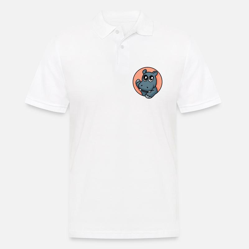 Fröhliches Nilpferd - Männer Poloshirt - Weiß