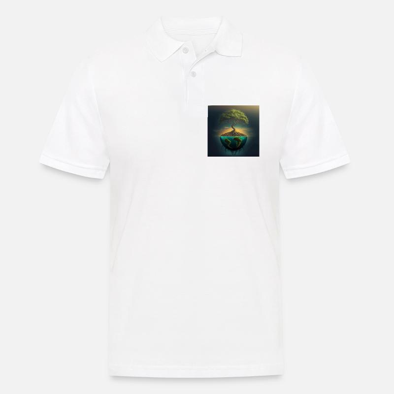 Welttree: Baum über halber Kugel - Männer Poloshirt - Weiß
